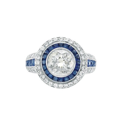 Lot 416 - White Gold, Diamond and Sapphire Ring