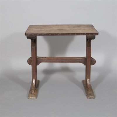 Lot 372 - English Elm and Oak Trestle Table 19th Century...