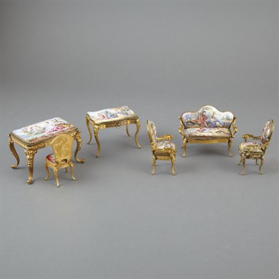 Lot 324 - Suite of Viennese Gilt-Metal and Enameled...