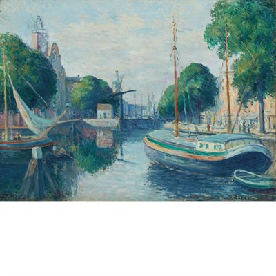 Lot 22 - Maximilien Luce French, 1858-1941 Peniches sur...
