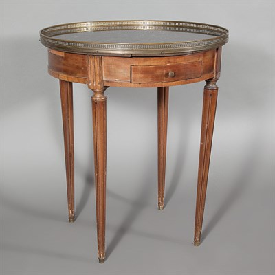 Lot 338 - Louis XVI Style Marble Top Mahogany Bouillotte...