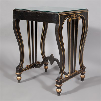Lot 269 - Neoclassical Style Black and Gold Painted...