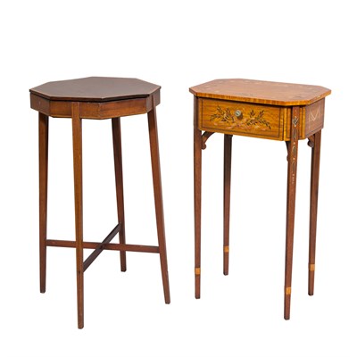 Lot 154 - George III Inlaid Mahogany Work Table; And a...