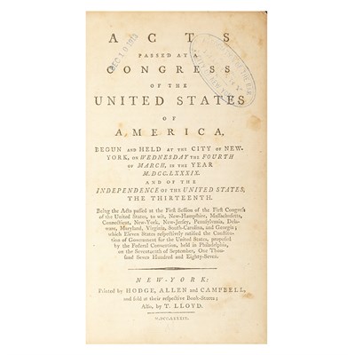 Lot 167 - [UNITED STATES] Acts Passed at a Congress of...