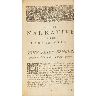 Lot 60 - [ZENGER TRIAL] The Trial of John Peter Zenger,...