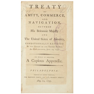Lot 182 - [JAY'S TREATY] Treaty of Amity, Commerce, and...