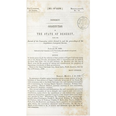 Lot 258 - [UTAH TERRITORY - MORMONS] Deseret....