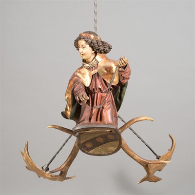 Lot 343 - South German Gilt and Polychrome Decorated...