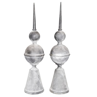 Lot 435 - Pair of Metal Obelisk-Form Garden Ornaments...