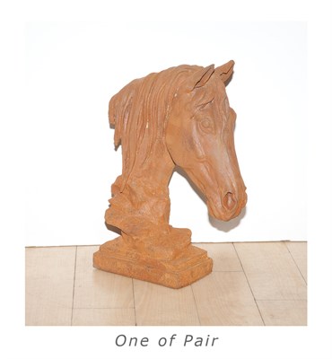 Lot 270 - Pair of Rusted Metal Horse Heads Height 17 1/2...
