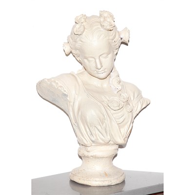 Lot 637 - Painted Composition Bust of a Maiden with...