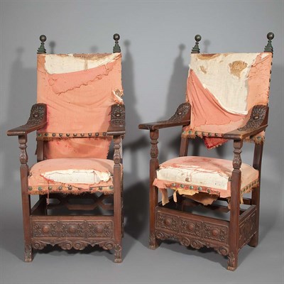 Lot 527 - Pair of Renaissance Style Carved Walnut Hall...