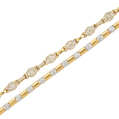 Lot 674 - Two Gold and Diamond Bracelets