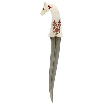 Lot 19 - Indian Mughal Style Dagger The curved tapering...