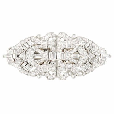 Lot 120 - Platinum and Diamond Double Clip-Brooch