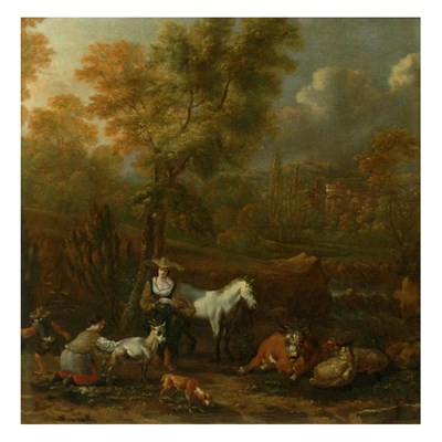 Lot 33 - Circle of Nicholas Berchem Herdsmen and...