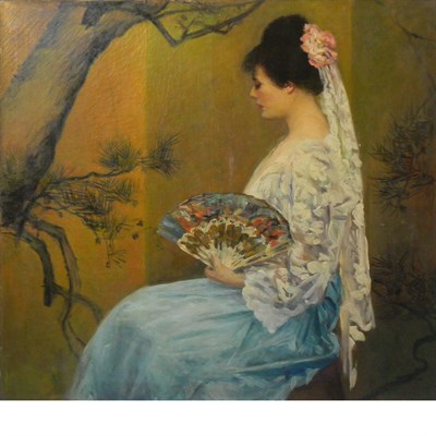 Lot 3 - American School 19th/20th Century Lady Holding...