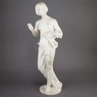 Lot 382 - Art Nouveau Style Alabaster Figure of a Maiden...