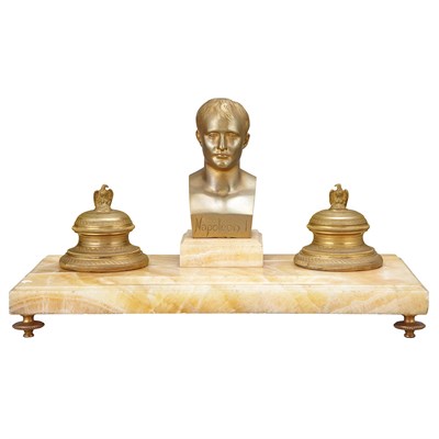 Lot 504 - Napoleon III Gilt-Bronze and Onyx Inkstand The...