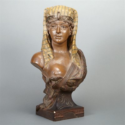Lot 385 - Austrian Painted Terra Cotta Bust of a Woman...