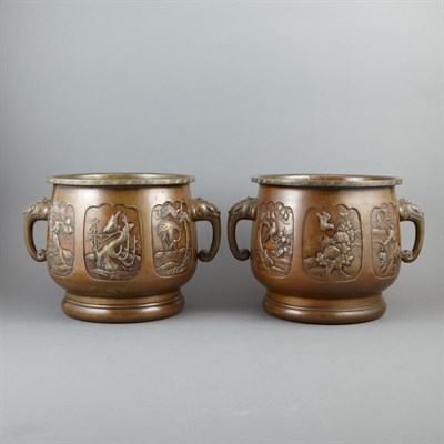 Lot 202 - Companion Pair of Chinese Bronze Jardinieres...