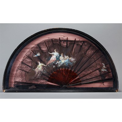 Lot 216 - Black Lace and Faux Tortoise Shell Fan Late...