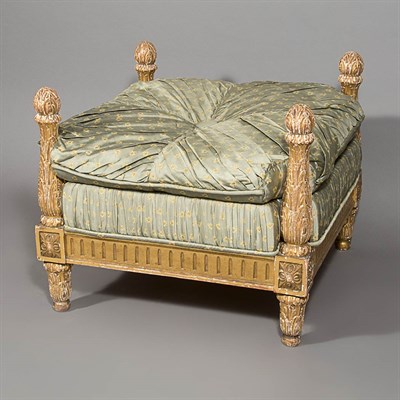 Lot 169 - Louis XVI Style Giltwood Ottoman Of square...