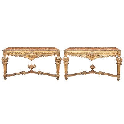 Lot 557 - Pair of Regence Style Giltwood Consoles 20th...