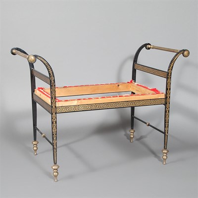 Lot 151 - Neoclassical Style Painted Metal Bench Frame...