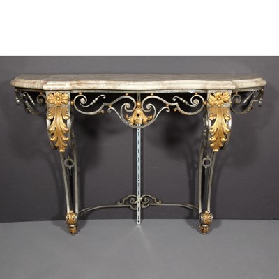 Lot 178 - Wrought Iron Console The serpentine-shaped...