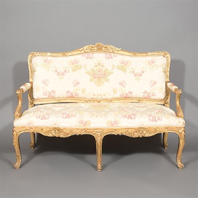 Lot 182 - Louis XVI Style Carved and Giltwood Settee...
