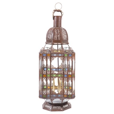 Lot 338 - Moorish Metal and Glass Lantern-Form...