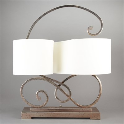 Lot 427 - Art Deco Style Metal Two-Light Lamp Modern...