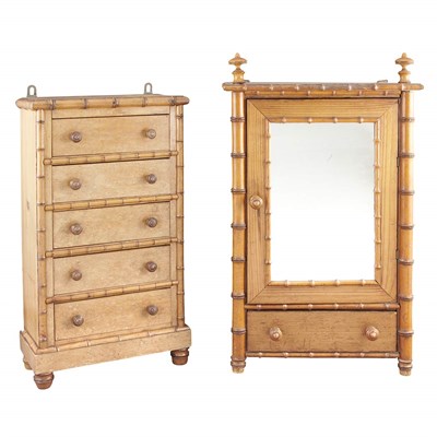 Lot 436 - Two Maple and Pine Faux Bamboo Miniature...