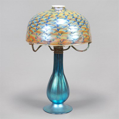 Lot 452 - Lundberg Studios Iridescent Glass Lamp Height...