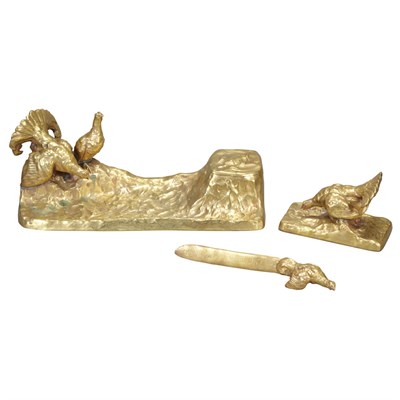 Lot 397 - Austrian Art Nouveau Gilt-Bronze Bird Themed...