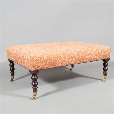 Lot 105 - English Mahogany Upholstered Ottoman Height 18...