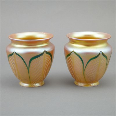 Lot 352 - Pair of Steuben Aurene Glass Shades First...