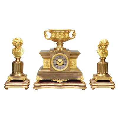 Lot 173 - French Empire Style Gilt-Bronze Clock...