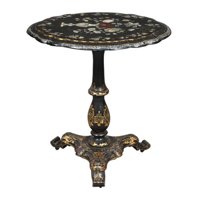 Lot 284 - Victorian Painted and Mother-of-Pearl Inlaid...