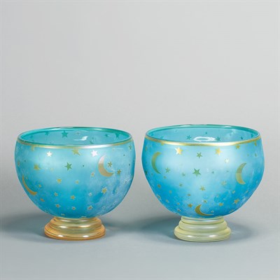 Lot 451 - Two Glass Footed Bowls Each decorated with...