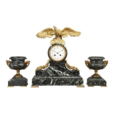 Lot 127 - Empire Style Gilt-Metal Mounted Green Marble...