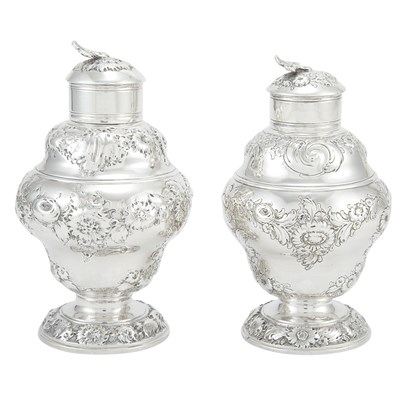 Lot 237 - Pair of George II Silver Tea Caddies Samuel...