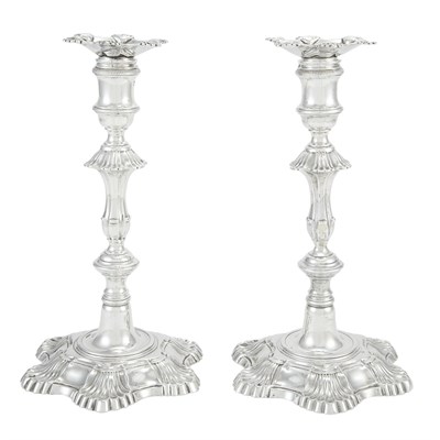 Lot 239 - Pair of George II Silver Candlesticks John...
