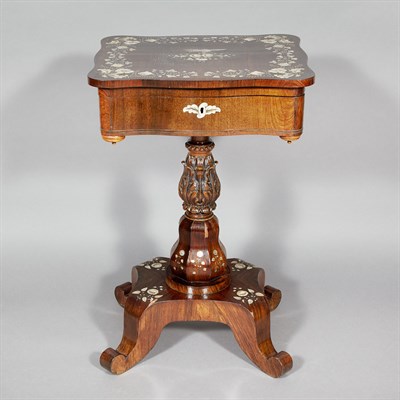 Lot 528 - Mother-of-Pearl Inlaid Rosewood Work Table...