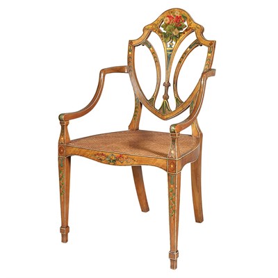 Lot 309 - Pair of George III Style Painted Satinwood...