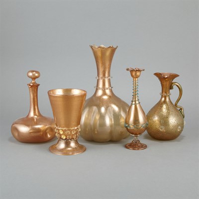 Lot 365 - Group of Five Venetian Aventurine Glass...