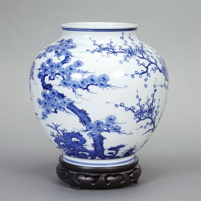Lot 208 - Chinese Blue and White Porcelain Vase Modern...