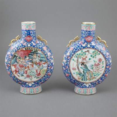 Lot 209 - Pair of Chinese Porcelain Moon Flask Vases...