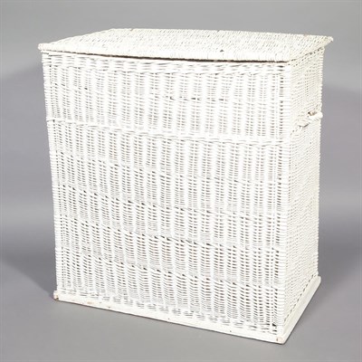Lot 96 - White Painted Wicker Basket Height 34 inches,...